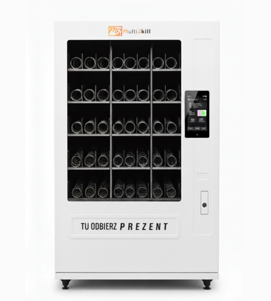 Maszyna vendingowa, gotowa do spersonalizowania i interakcji z uczestnikami.